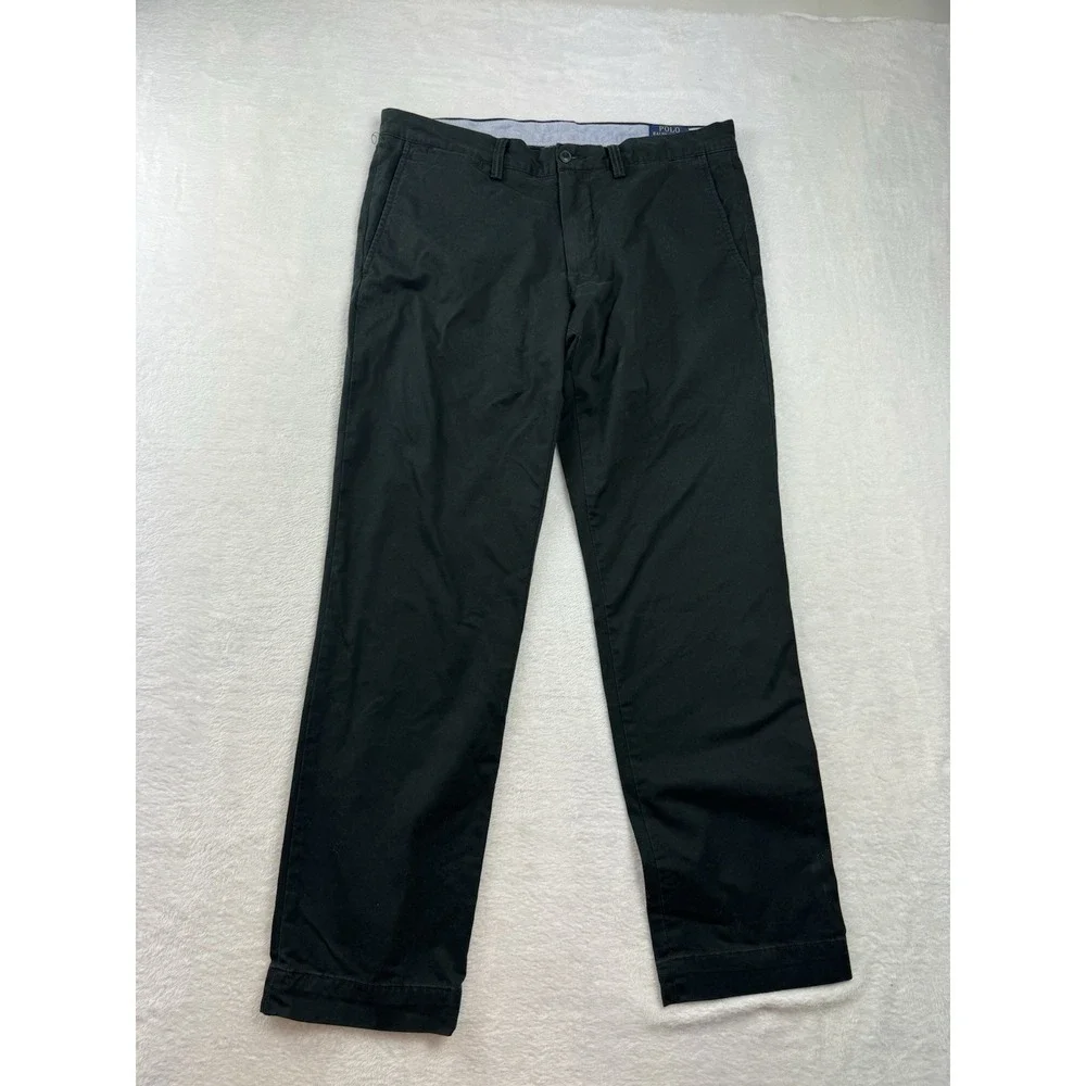 Polo Ralph Lauren Black Polo Chino Pants Mens 33x30 Stretch Straight Fit
